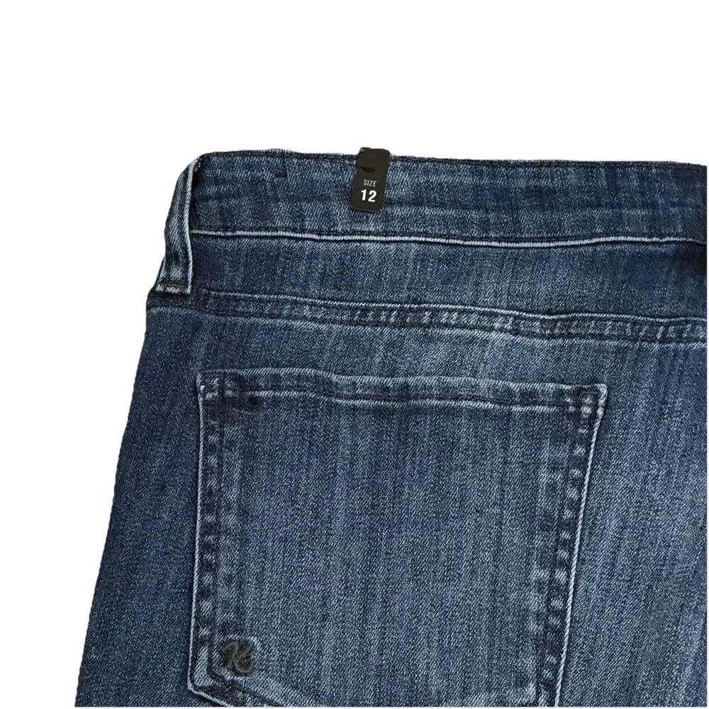 NEW KUT from the Kloth Catherine Boyfriend Jeans 12 Blue Dark Wash Distressed